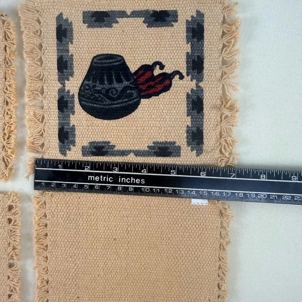 Native-Inspired Woven Coaster Set of 6— Multi Color